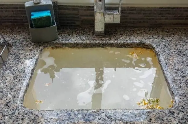 Why kitchen sink clogged past trap?